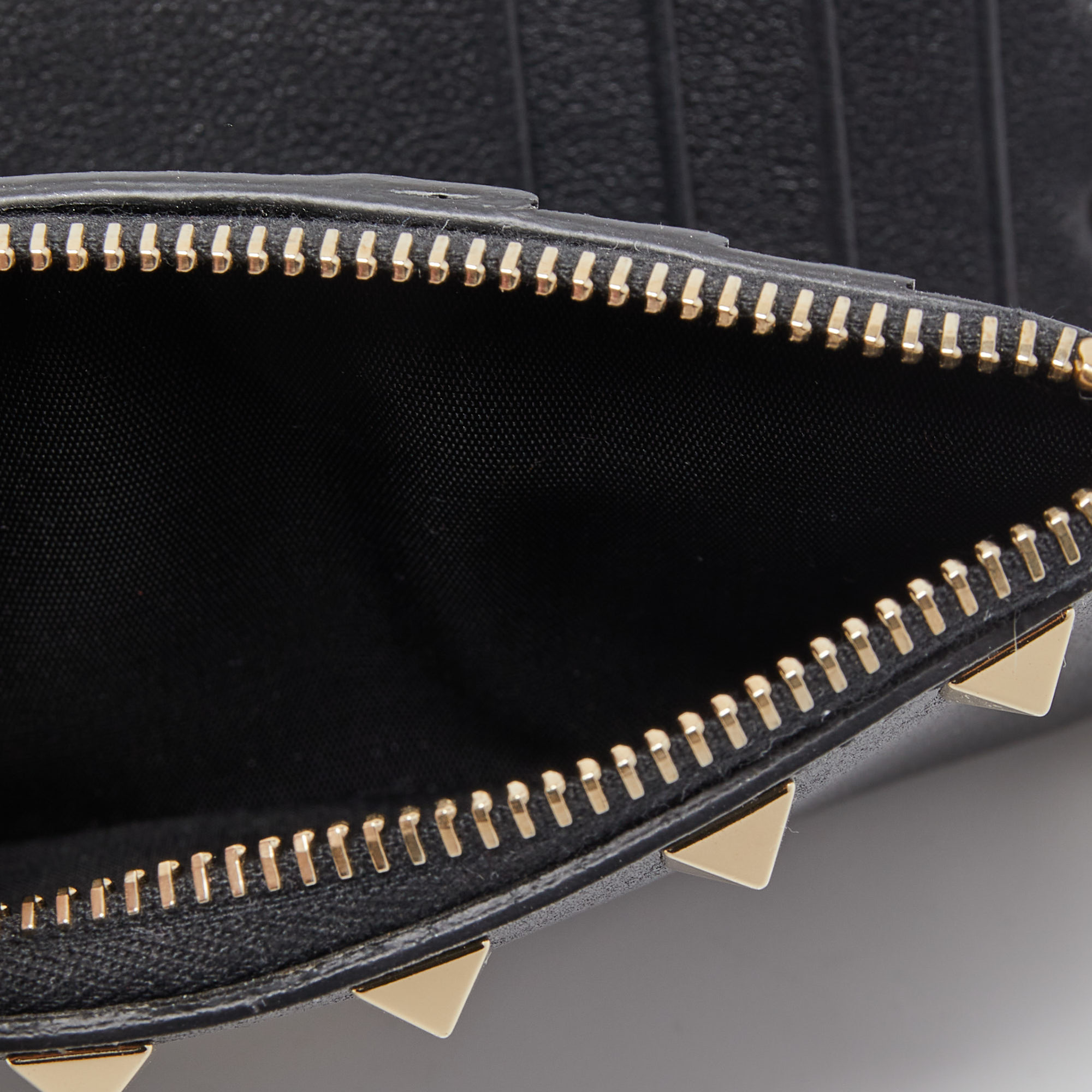 

Valentino Black Leather Rockstud Zip Card Case