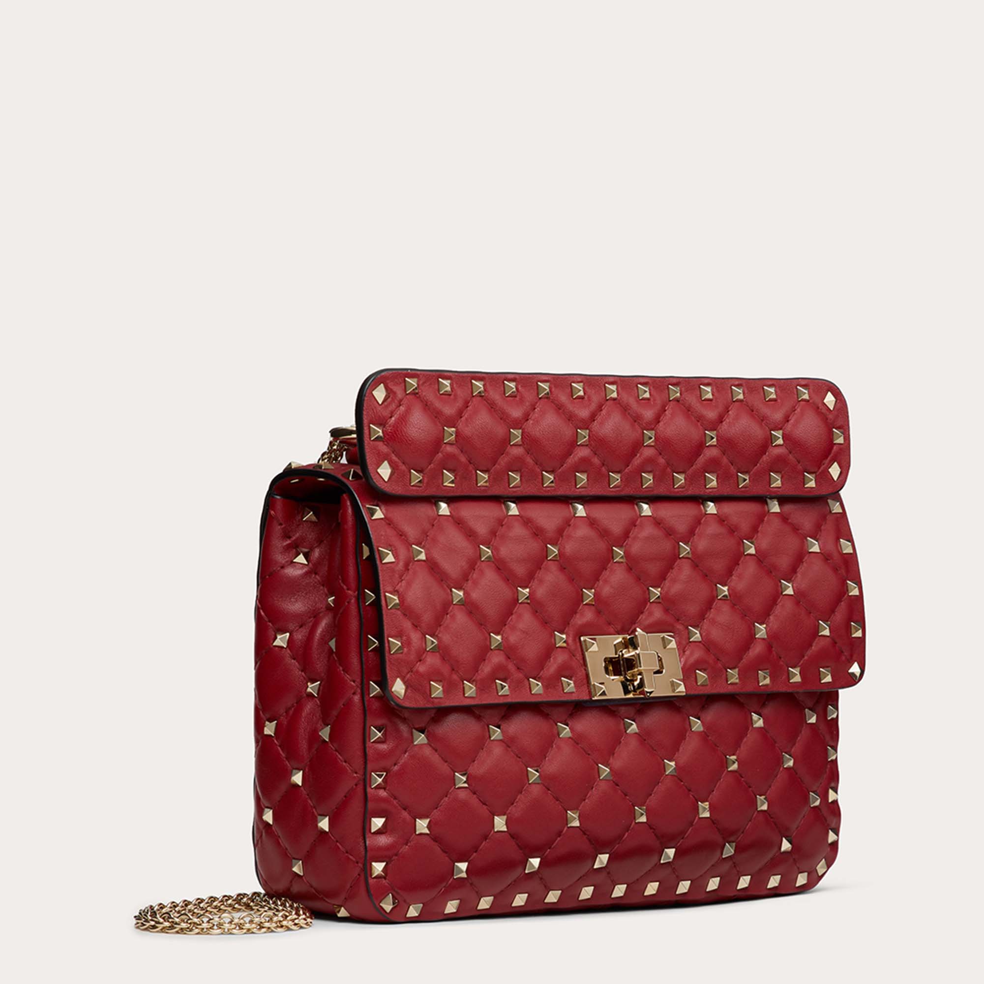 

Valentino Red Leather Rockstud Spike Medium Shoulder Bag