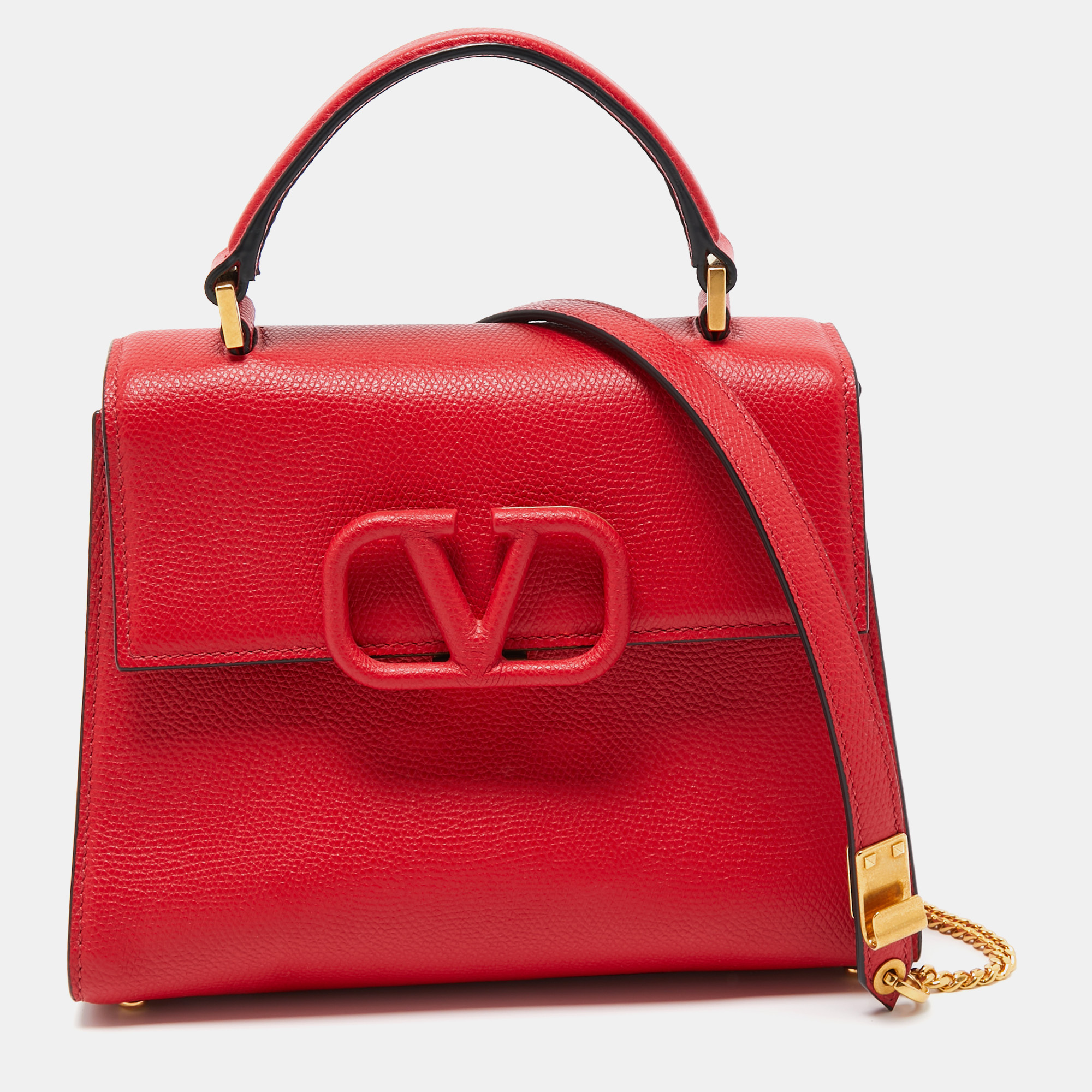 Valentino Red Leather Small VSling Top Handle Bag Valentino