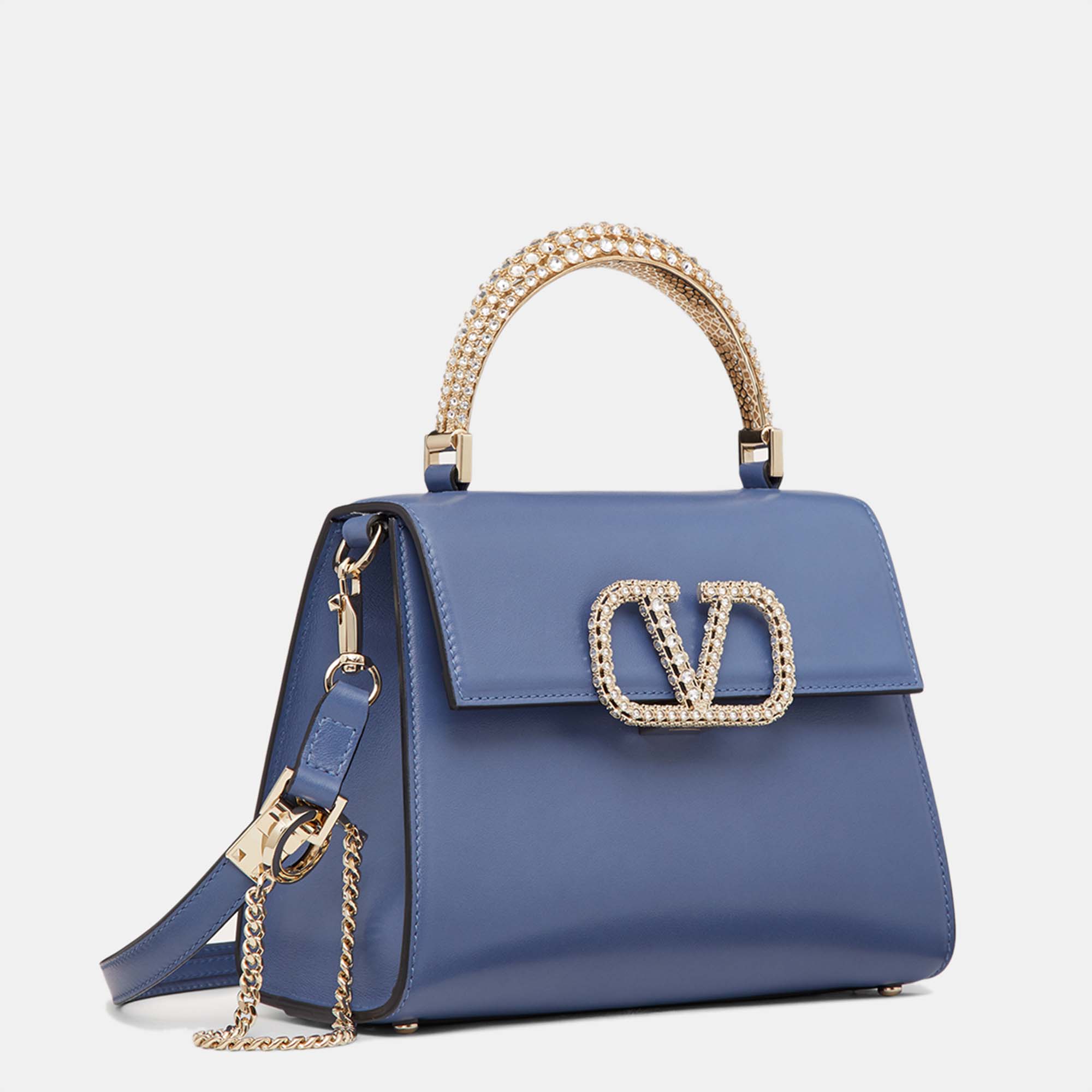 

Valentino Dark Blue Leather VSling Small Top Handle Bag