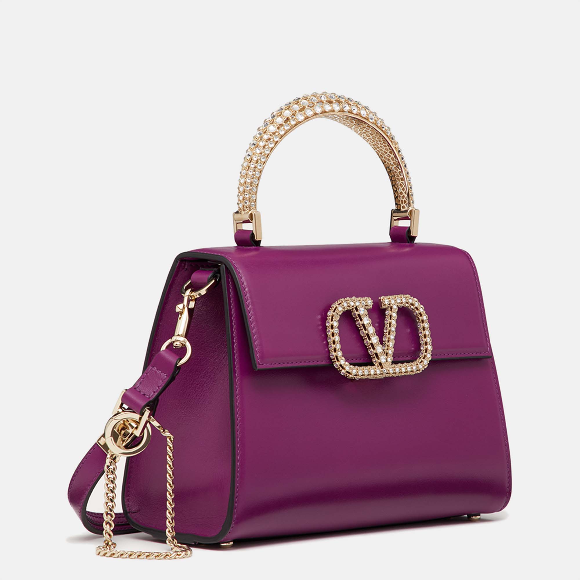 

Valentino Purple Leather VSling Small Top Handle Bag