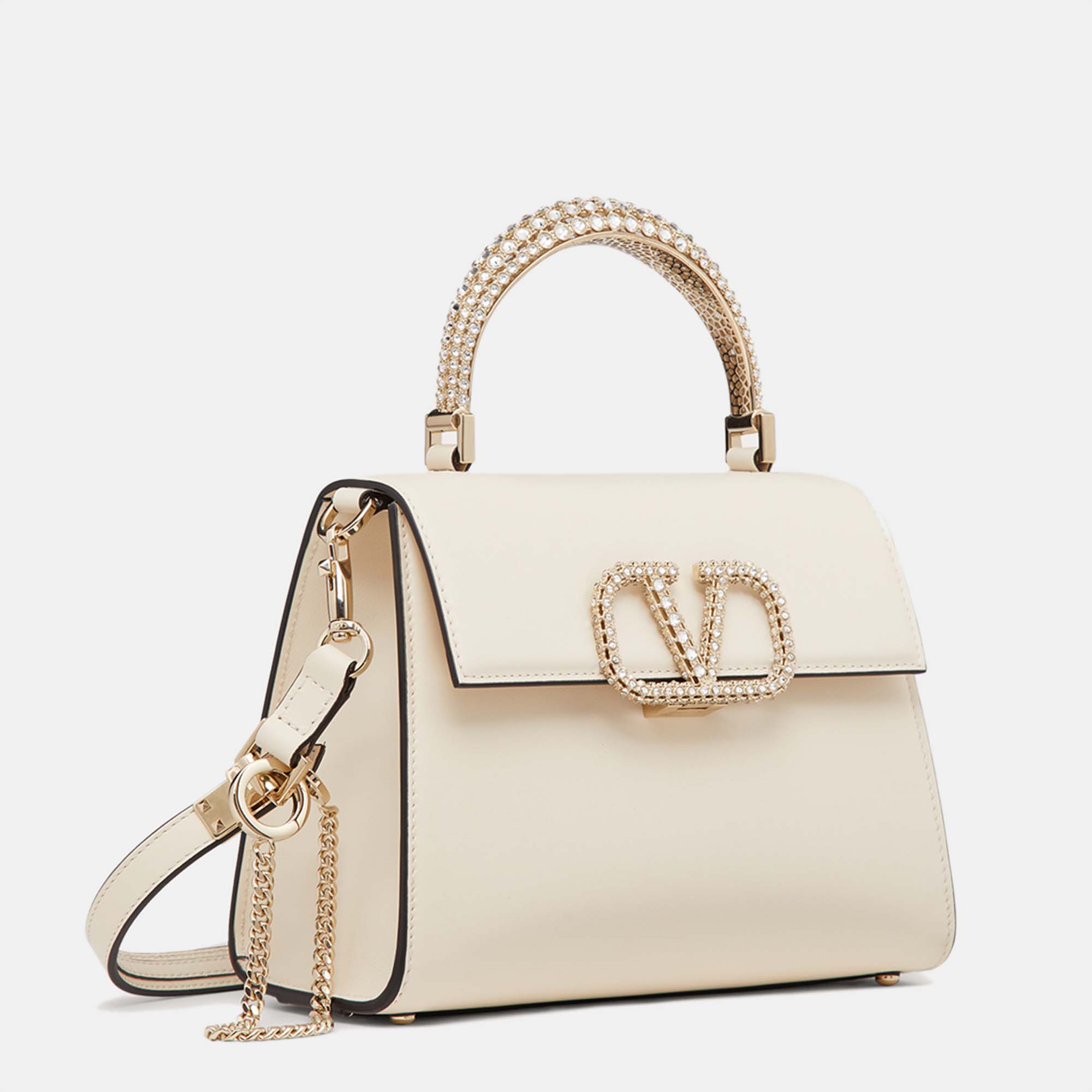 

Valentino White Leather VSling Small Top Handle Bag