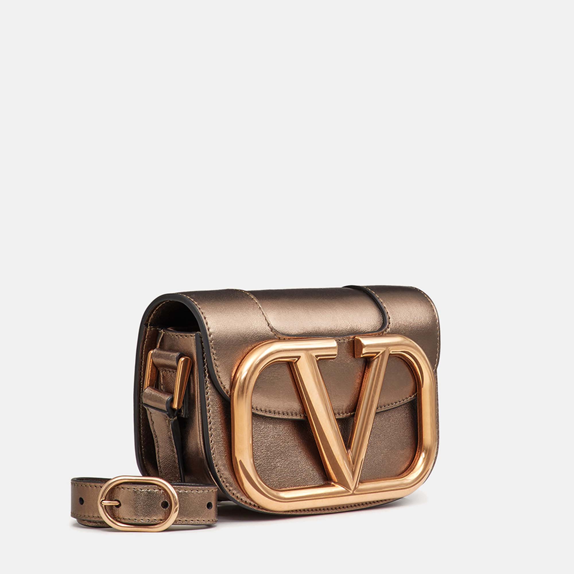 

Valentino Metallic Bronze Leather Small Supervee Shoulder Bag