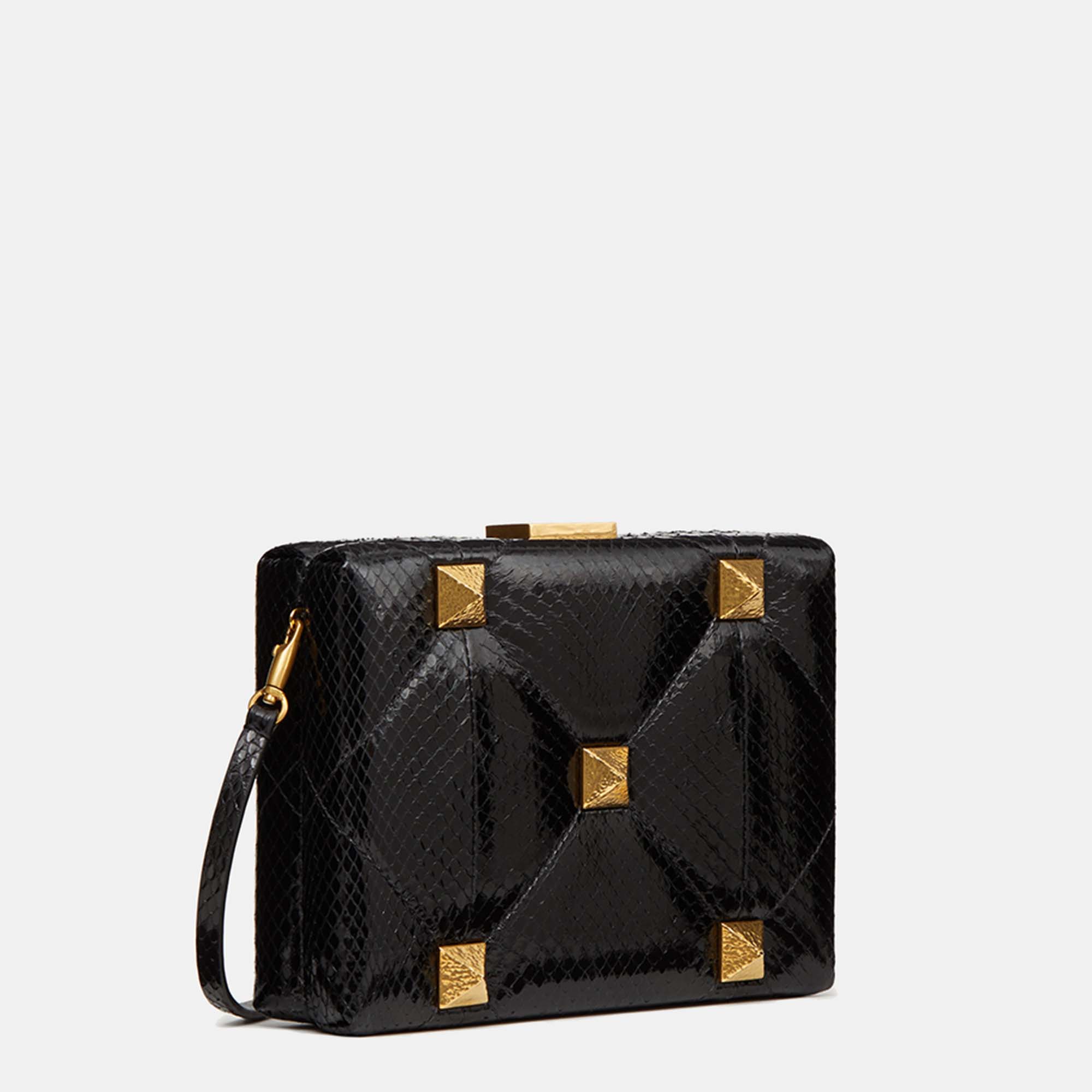 

Valentino Black Leather Roman Stud Minaudiere Handbag