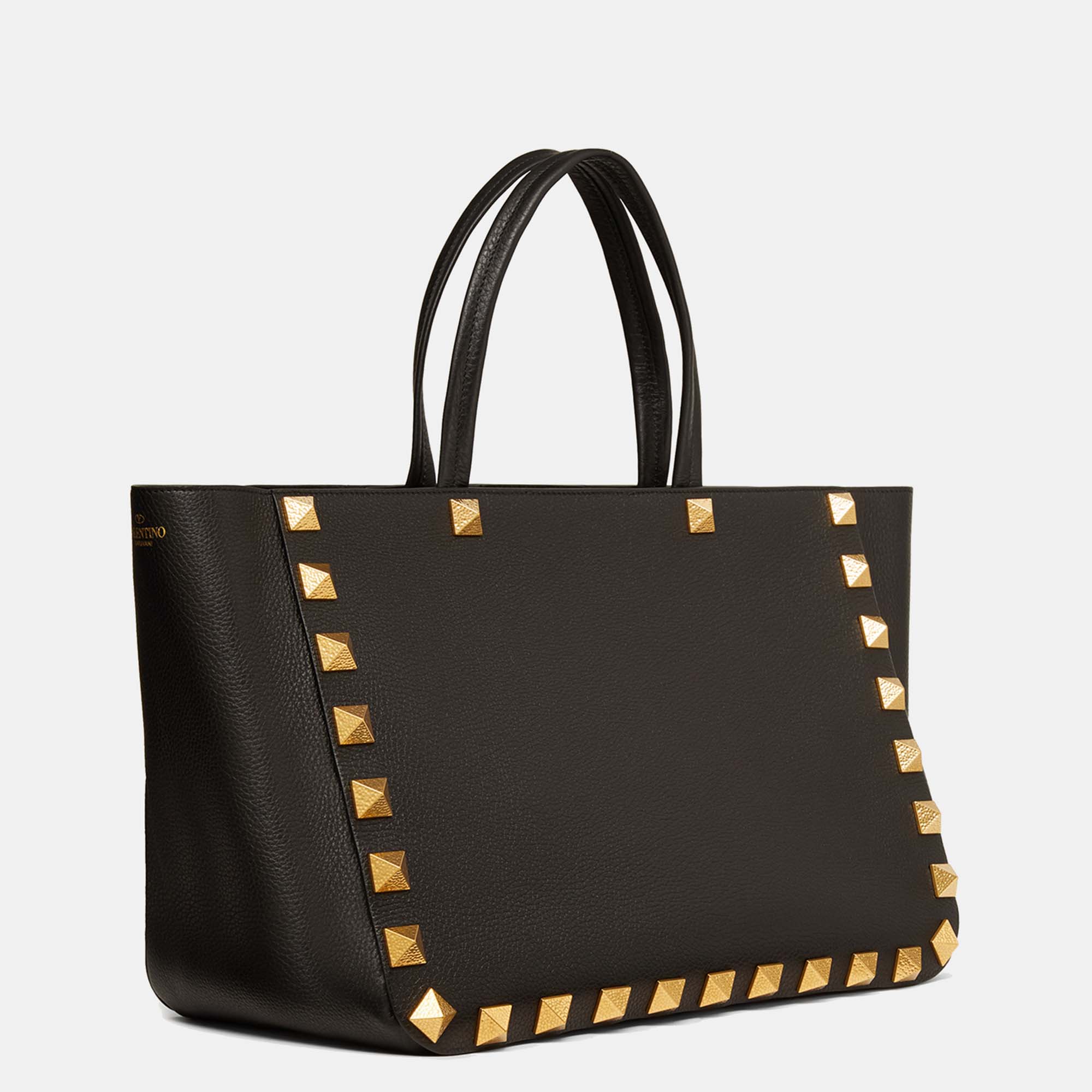 

Valentino Black Leather Roman Stud Tote