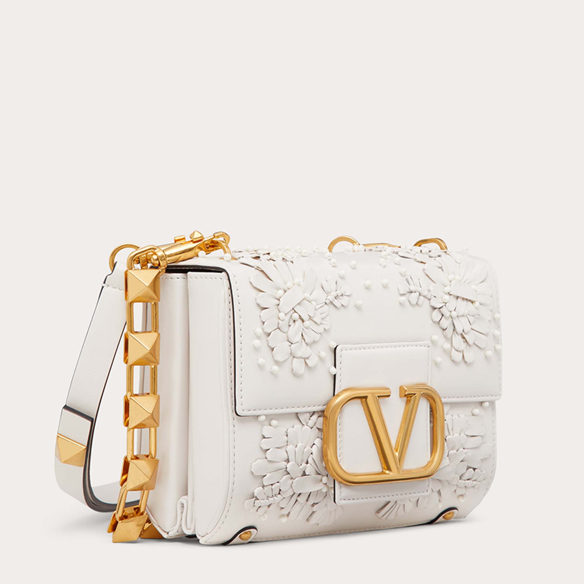

Valentino White Leather Stud Sign Shoulder Bag