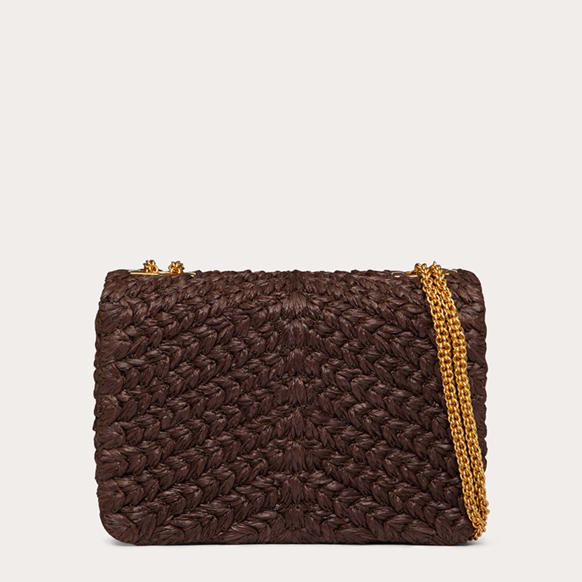 ONE STUD RAFFIA BAG WITH CHAIN