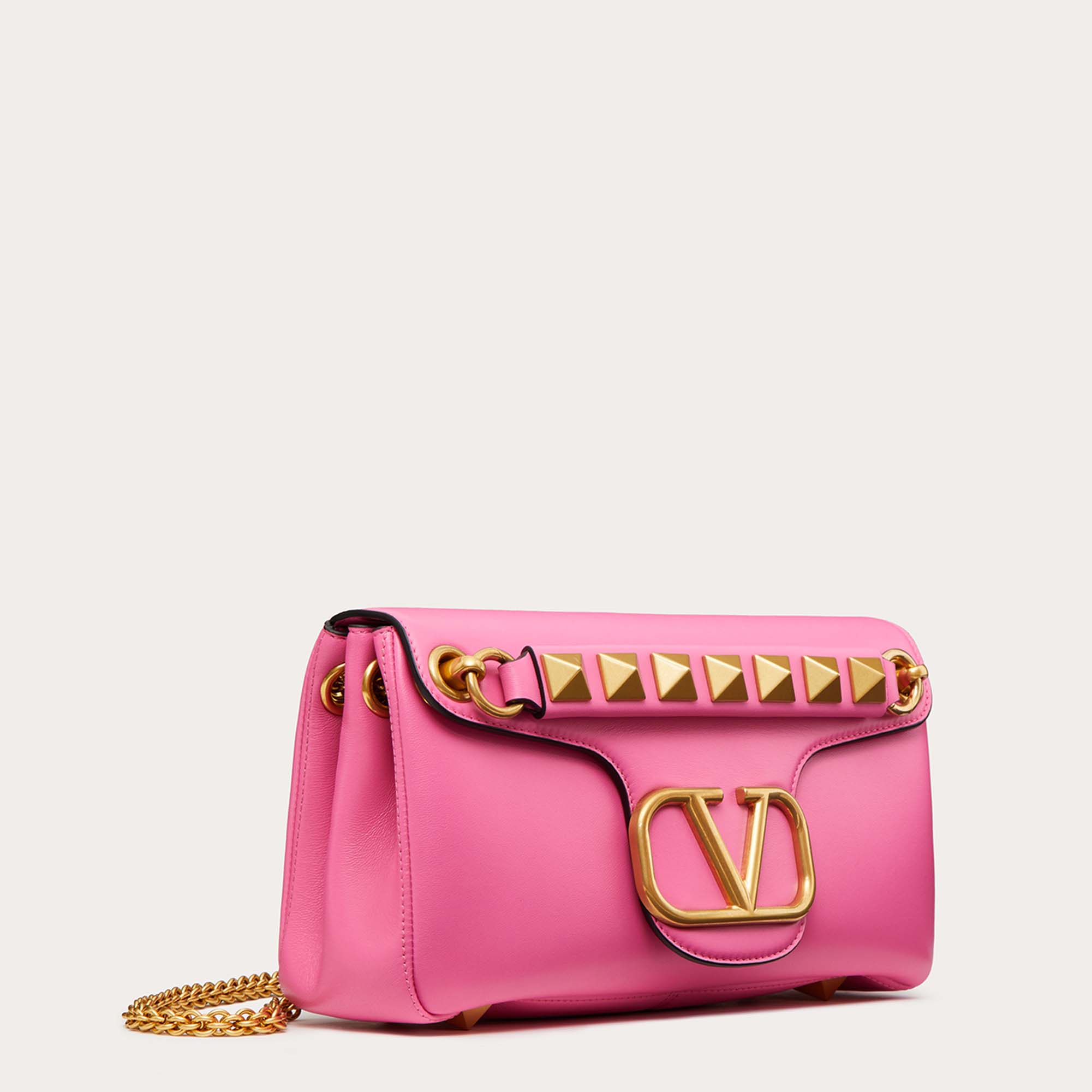 

Valentino Pink Leather Stud Sign Shoulder Bag