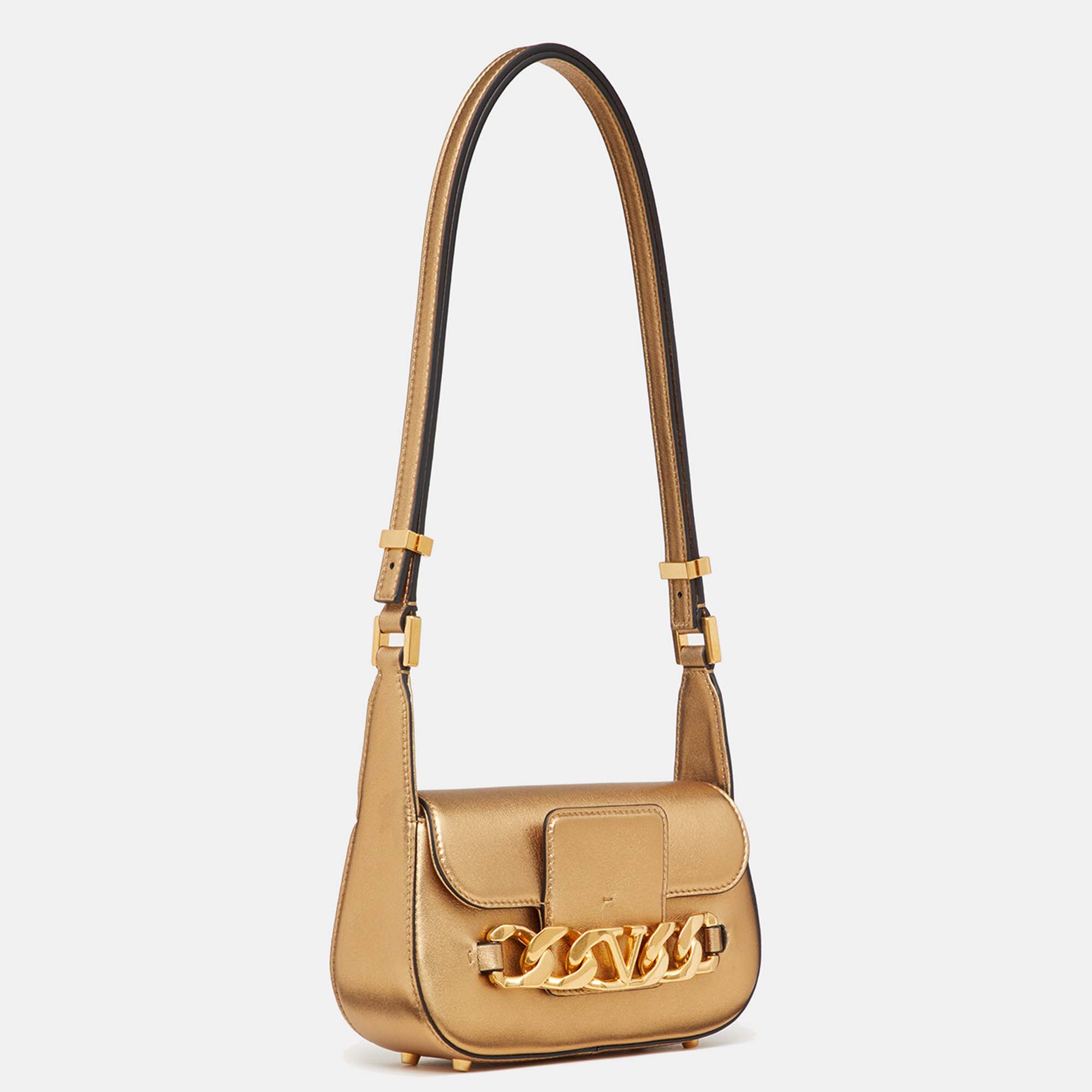 

Valentino Gold Leather Vlogo Chain Shoulder Bag