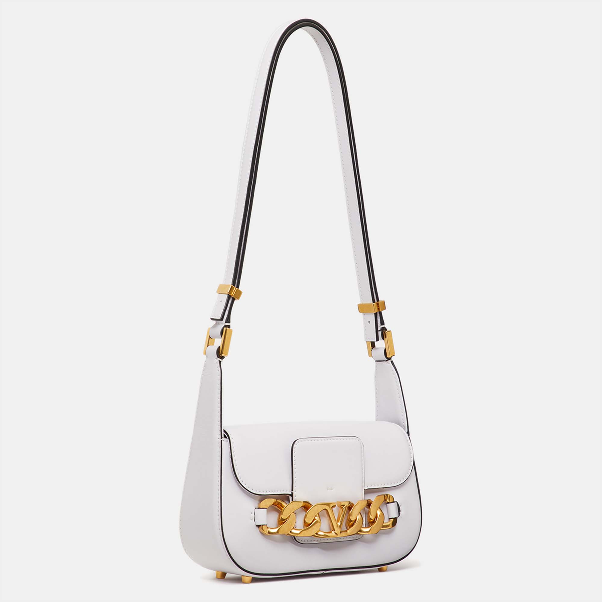 

Valentino White Leather Vlogo Chain Shoulder Bag
