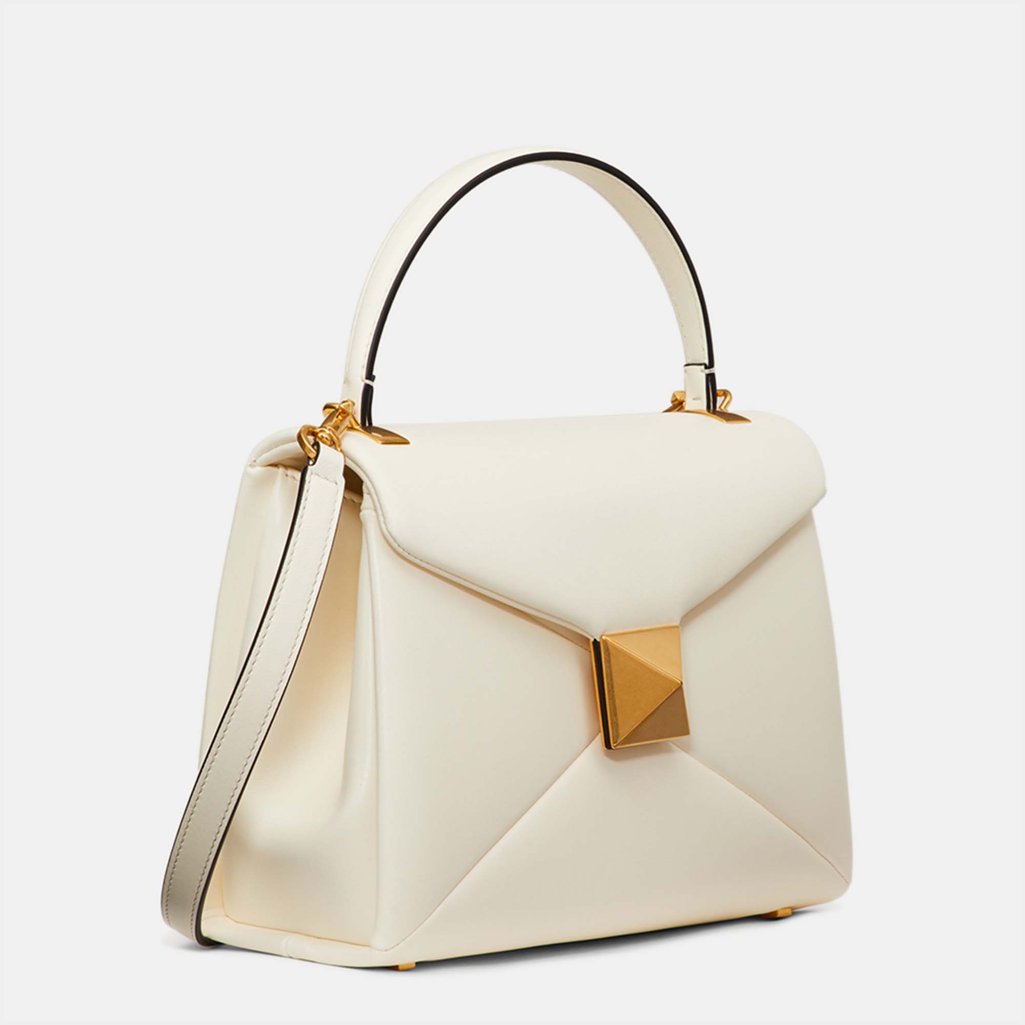 

Valentino Off-White Leather One Stud Top Handle Bag