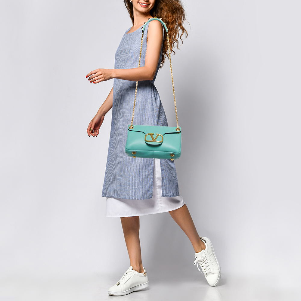

Valentino Mint Green Leather Stud Shoulder Bag
