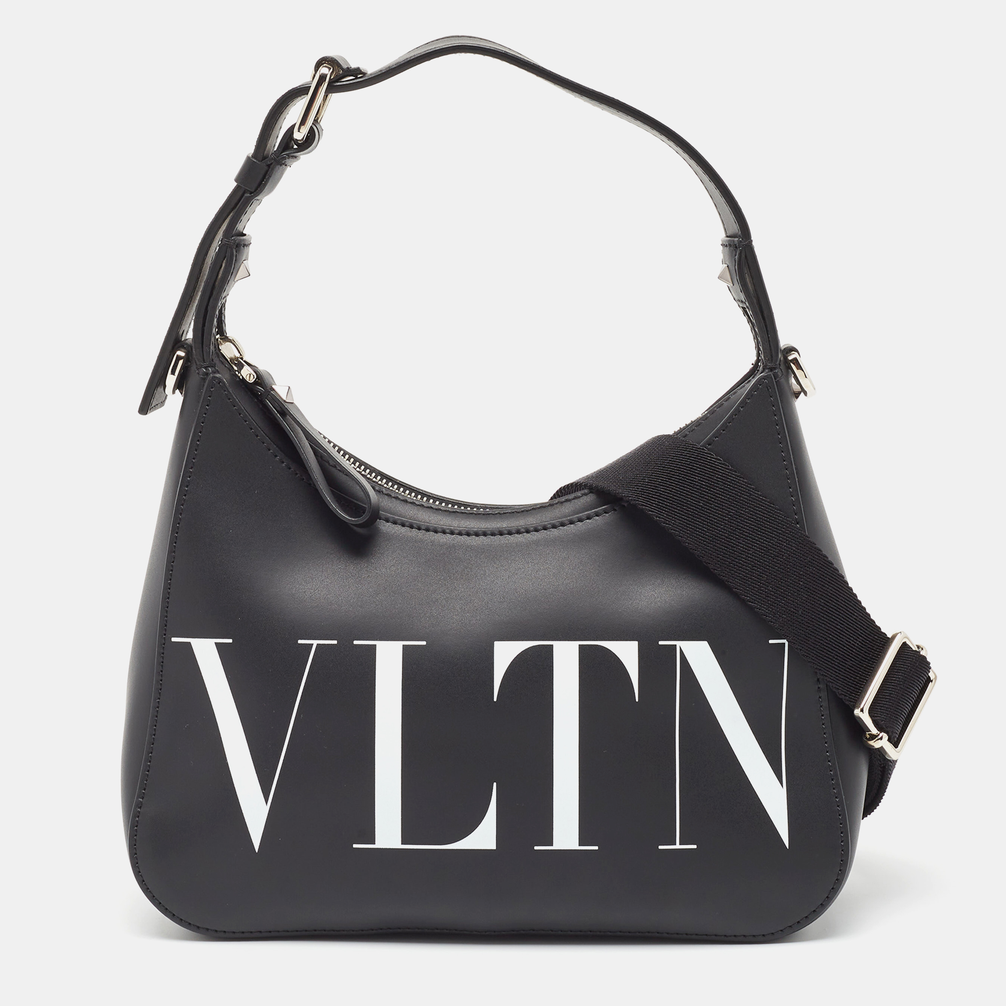 Pre Owned Valentino Black Leather Small VLTN Hobo