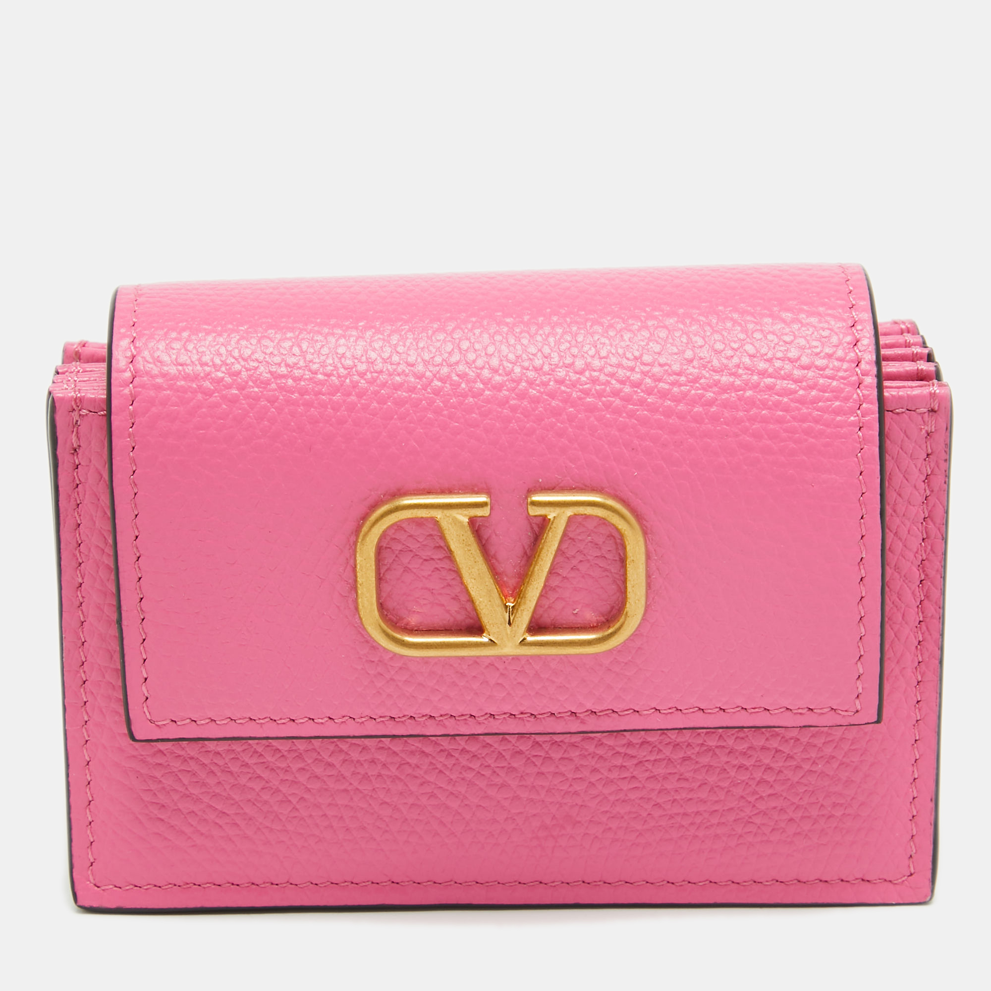 

Valentino Pink Leather VLogo Accordion Card Holder