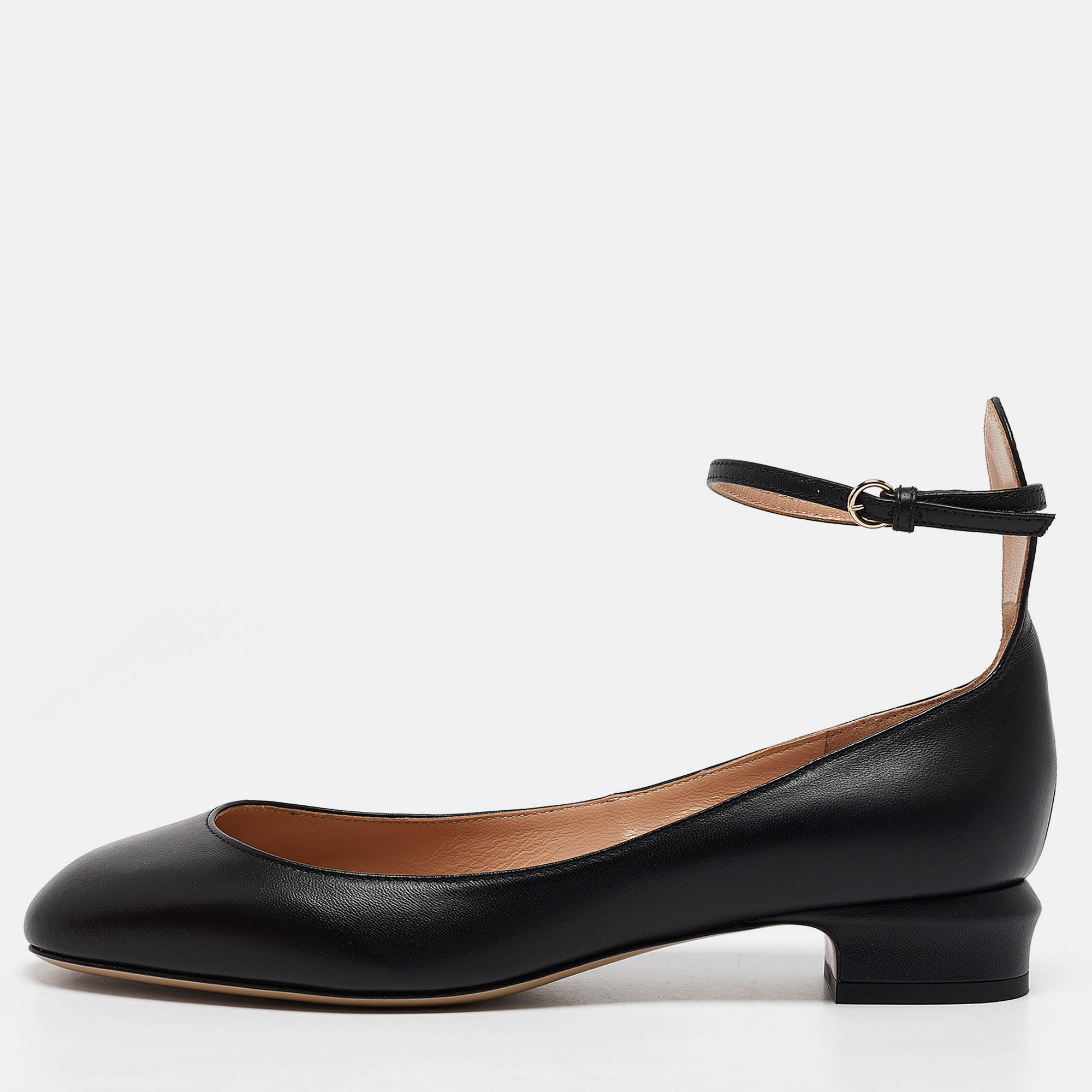 

Valentino Black Leather Tango Block Heel Pumps Size