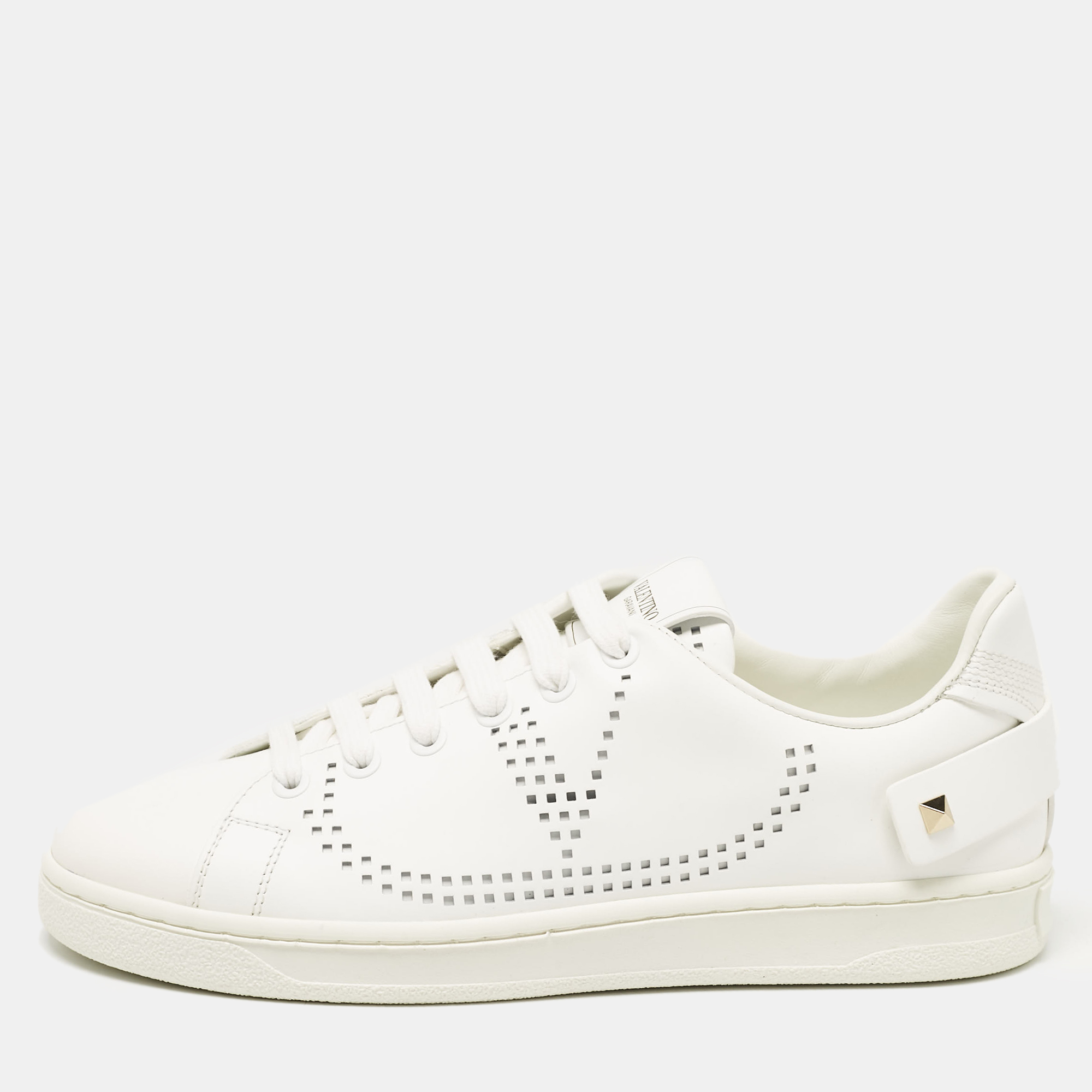 

Valentino White Leather Backnet Sneakers Size