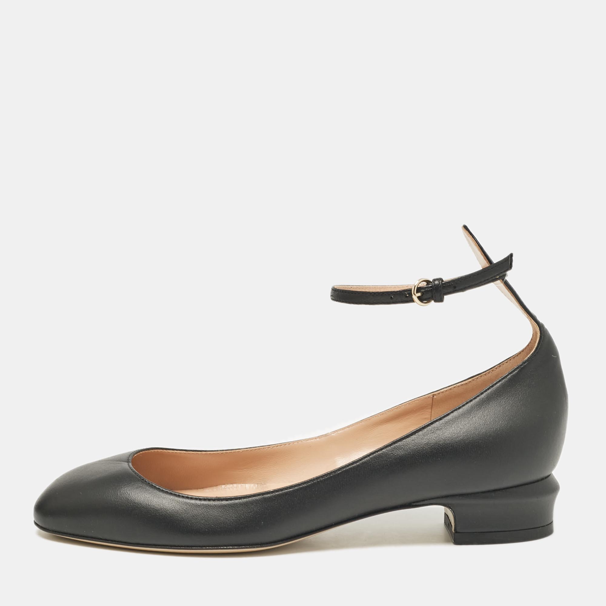 

Valentino Black Leather Tango Block Heel Pumps Size