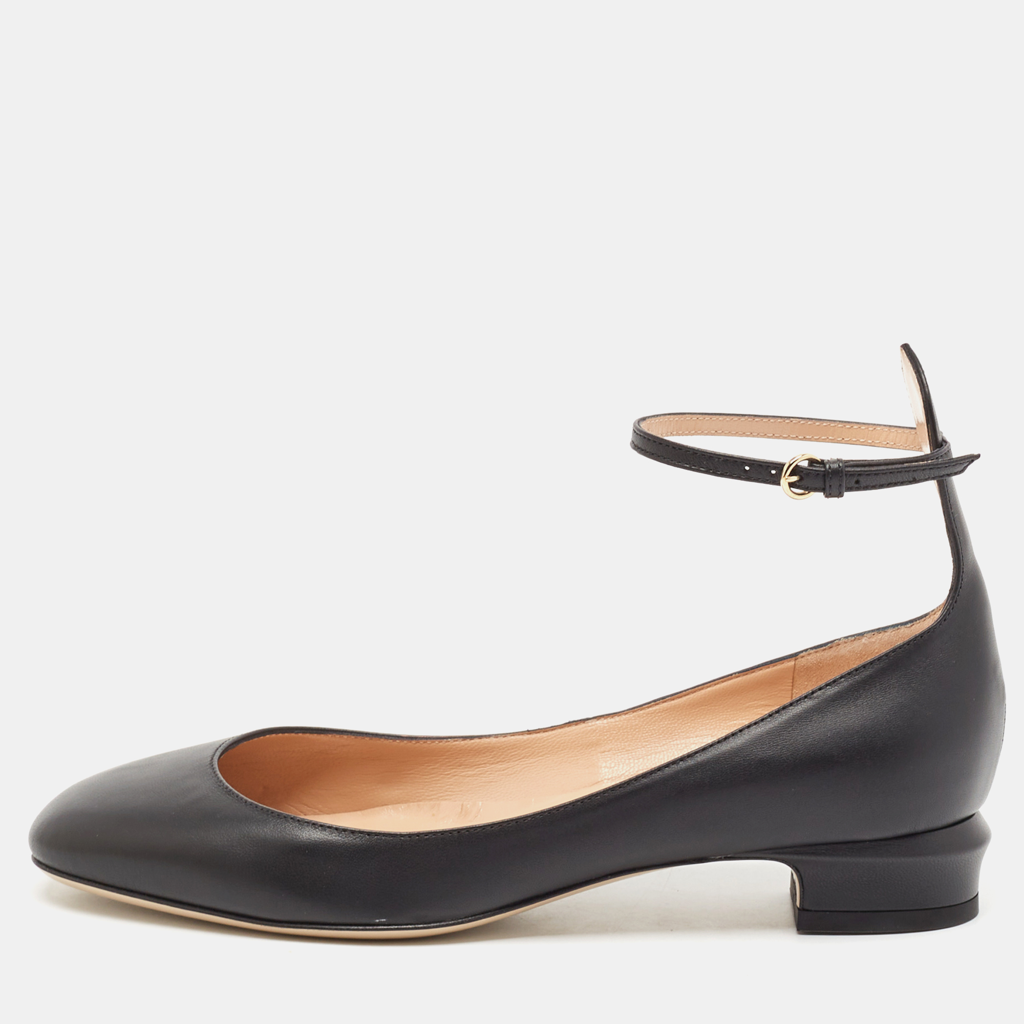 

Valentino Black Leather Tango Ankle Strap Flats Size