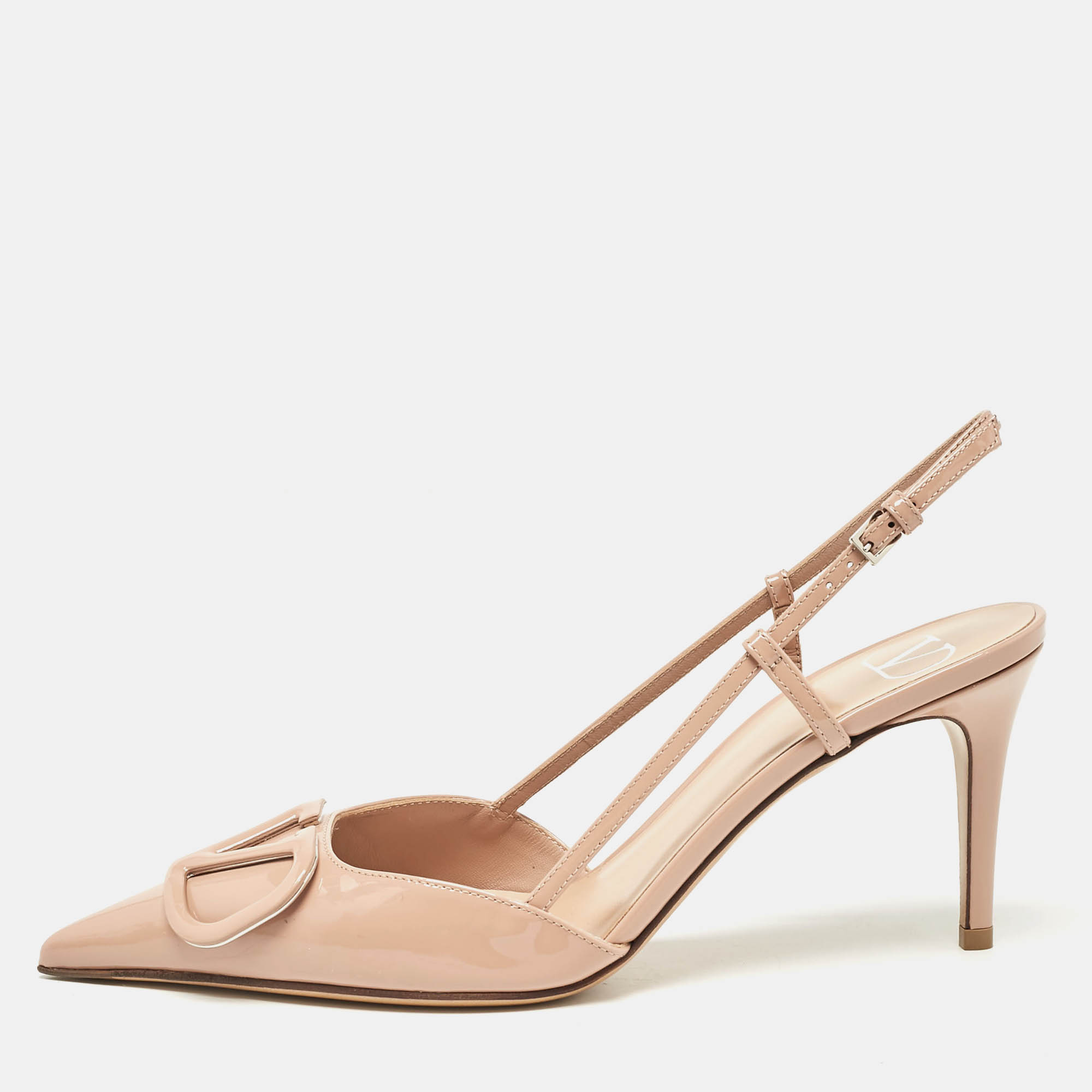 

Valentino Dusty Pink Patent Leather VLogo Slingback Pumps Size