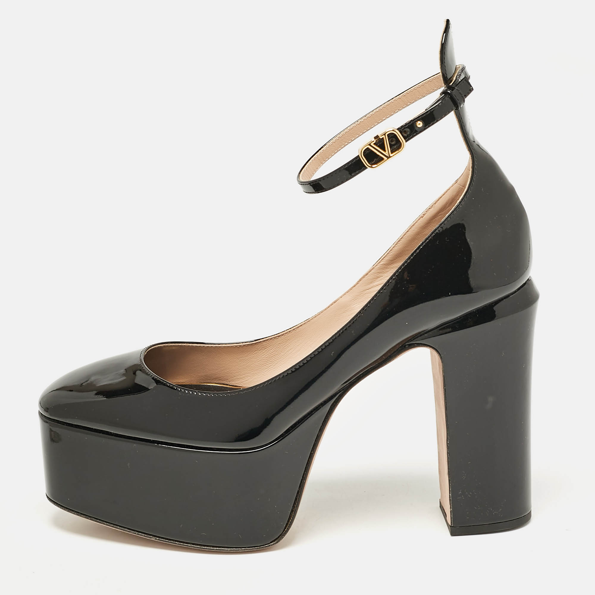 

Valentino Black Patent Leather Tango Platform Pumps Size