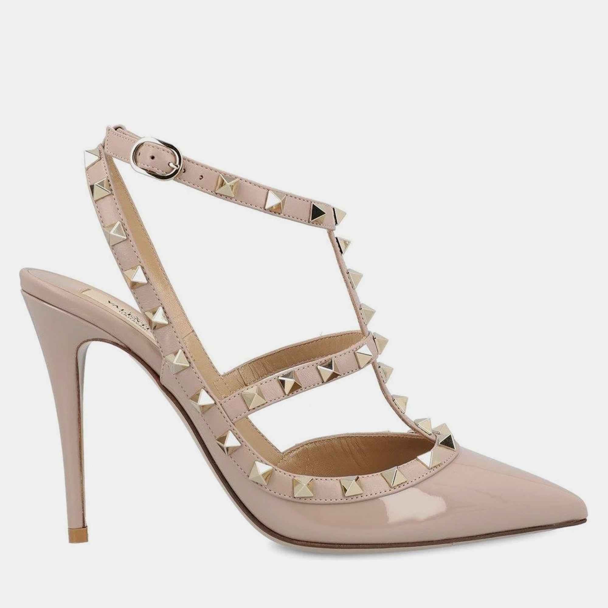 

Valentino Powder Garavani Rockstud Pointed Toe Caged Pumps IT 41, Beige