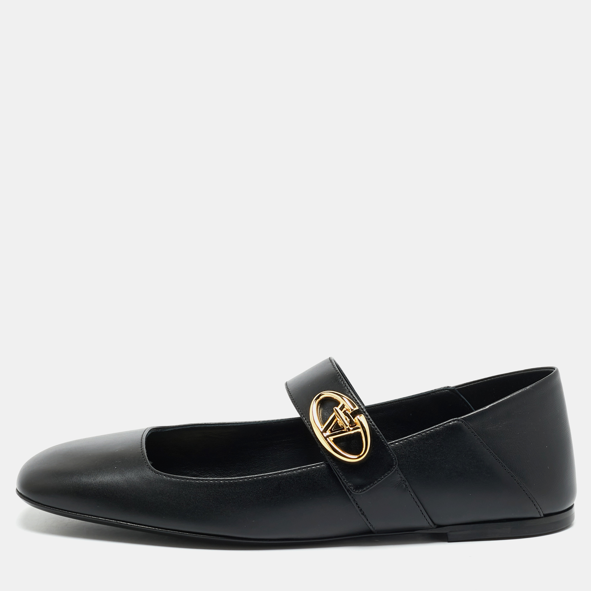 

Valentino Black Leather VLogo Mary Jane Ballet Flats Size