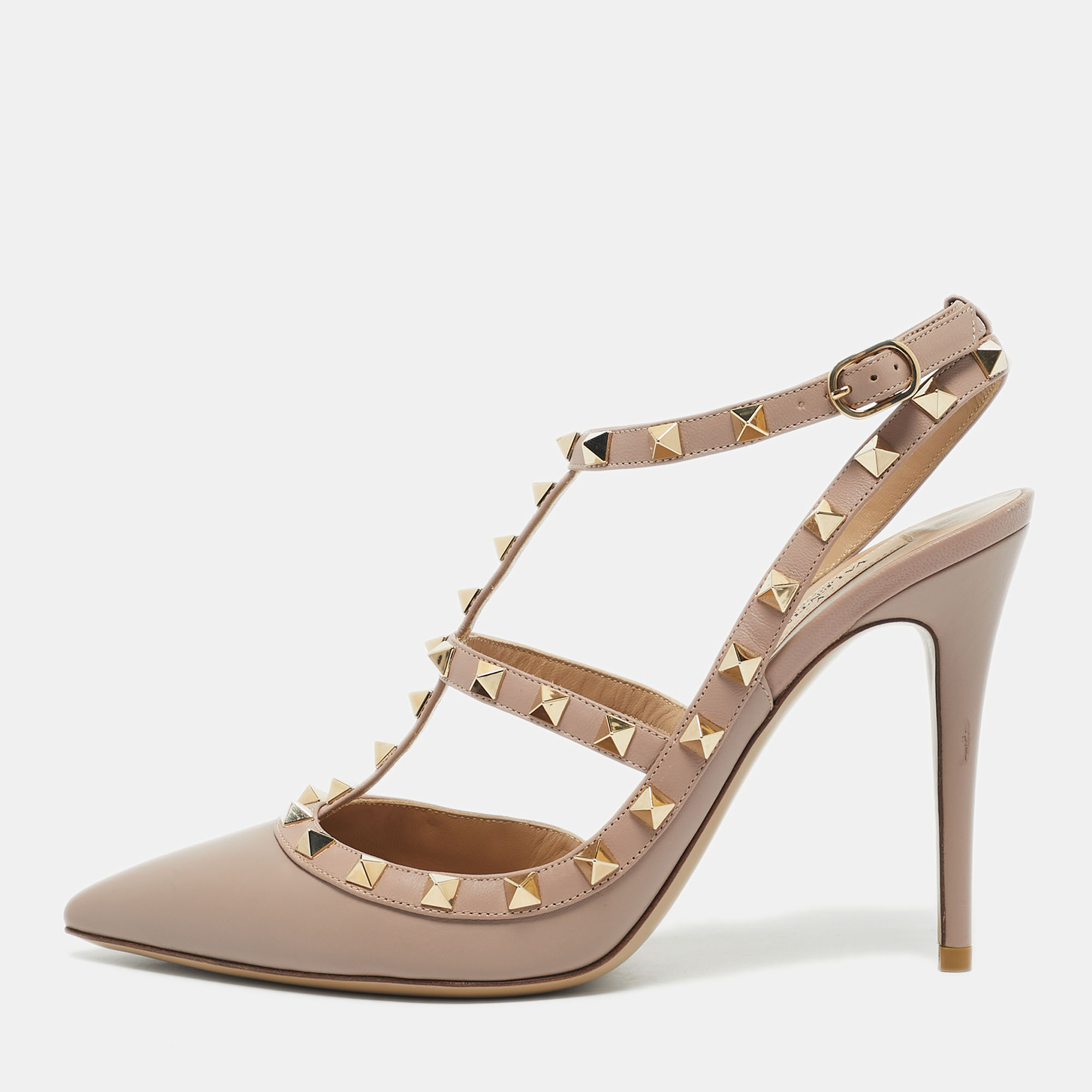 

Valentino Pink Leather Rockstud Caged Pumps Size