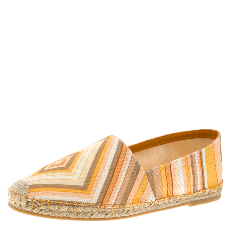 Pre Owned Valentino Multicolor Canvas Native Couture 1975 Print Espadrilles Size 38