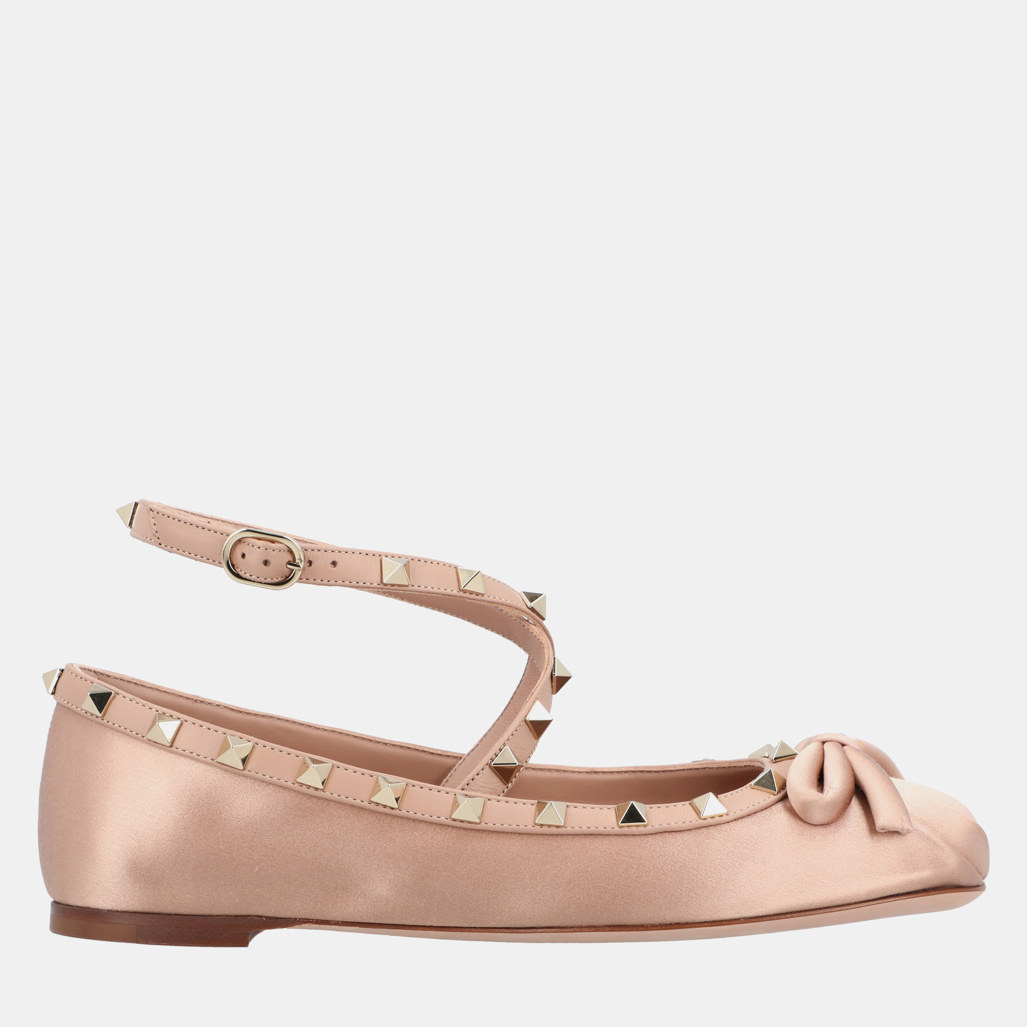 

Valentino Rockstud  Pink Satin Ballerinas