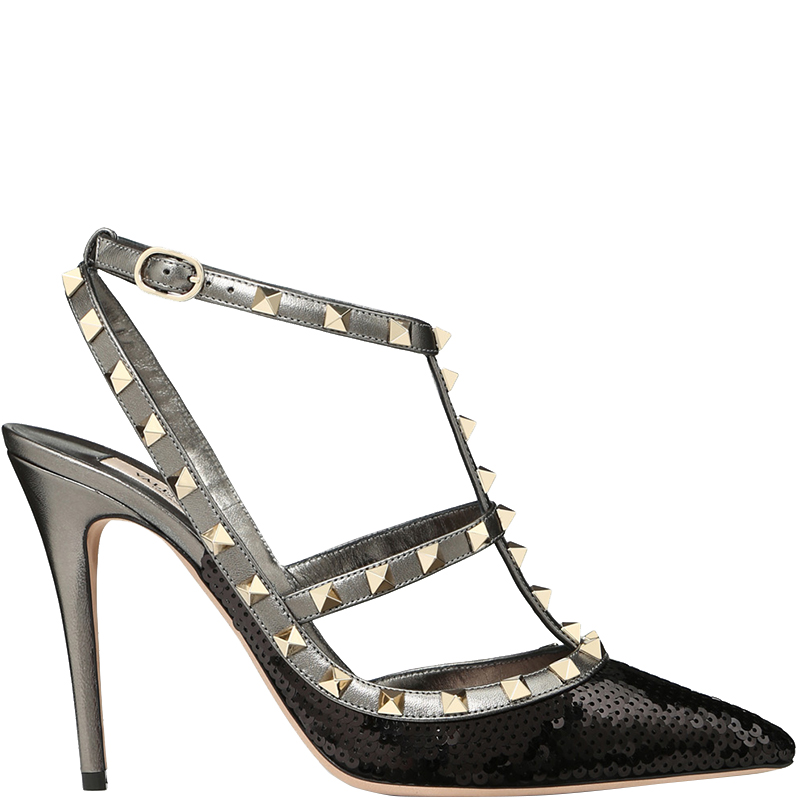 valentino rockstud ankle strap court heels