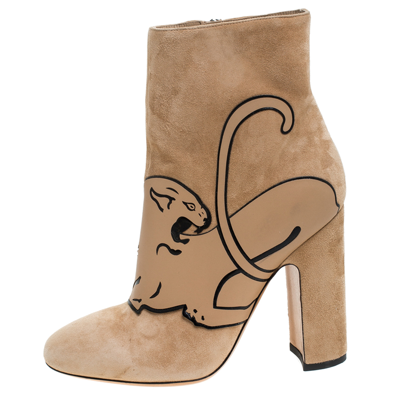 

Valentino Beige Suede Panther Ankle Boots Size
