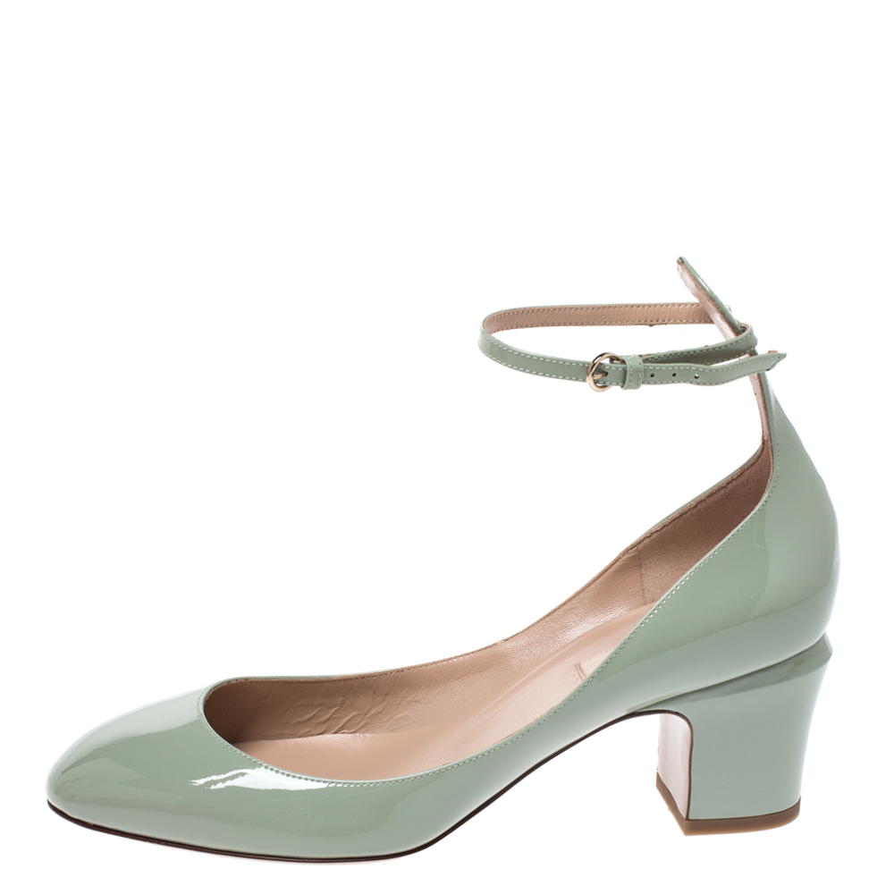 

Valentino Green Patent Leather Tango Ankle Strap Pumps Size