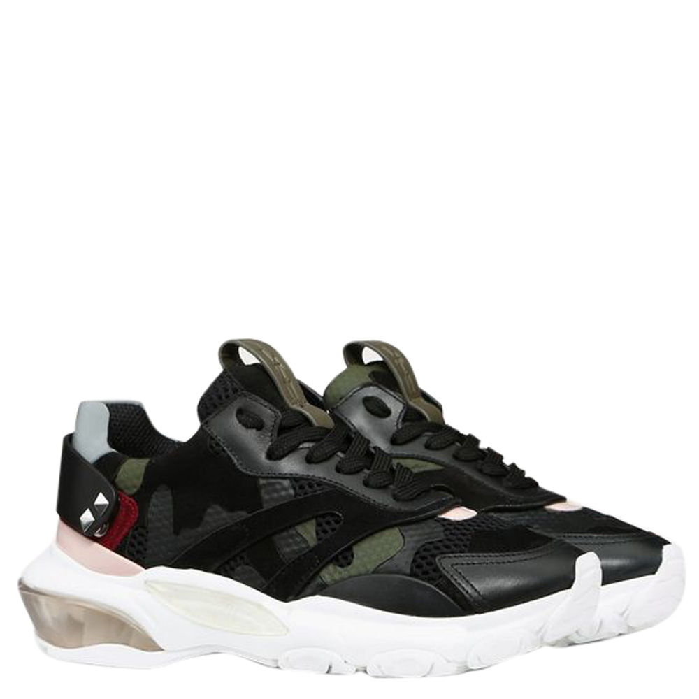 

Valentino Multicolor Fabric and Leather Camouflage Bounce Low-Top Sneakers Size