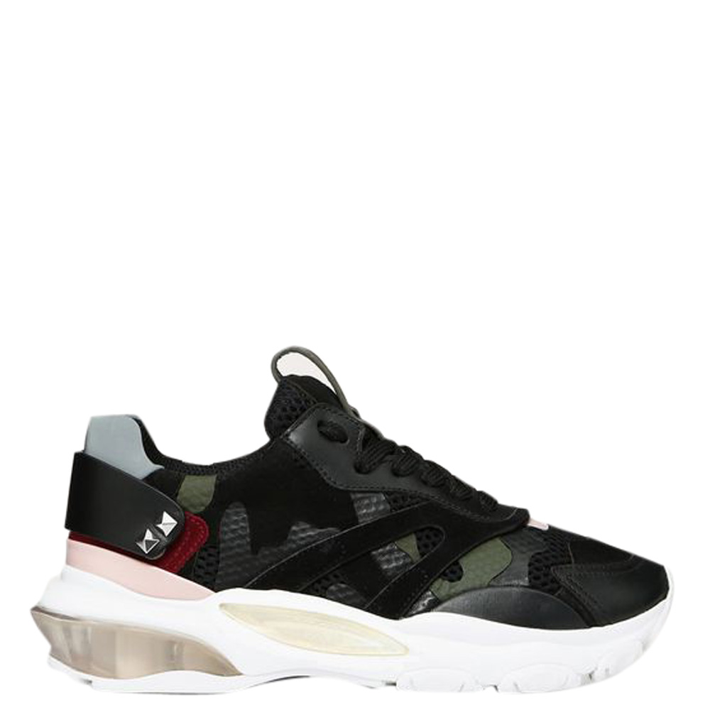 مملوكة مسبقًا Valentino Multicolor Fabric and Leather Camouflage Bounce Low-Top Sneakers Size 36.5
