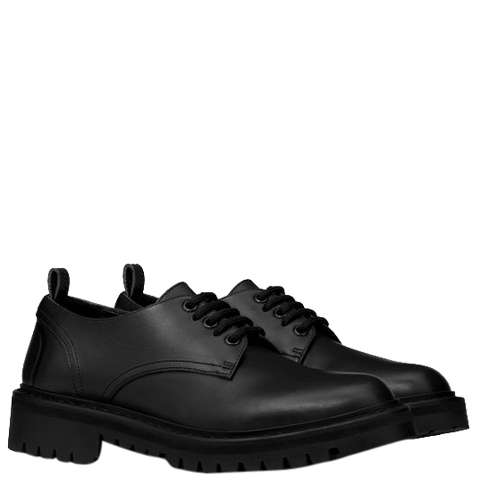 

Valentino Black Leather VLOGO Detail Derby Size