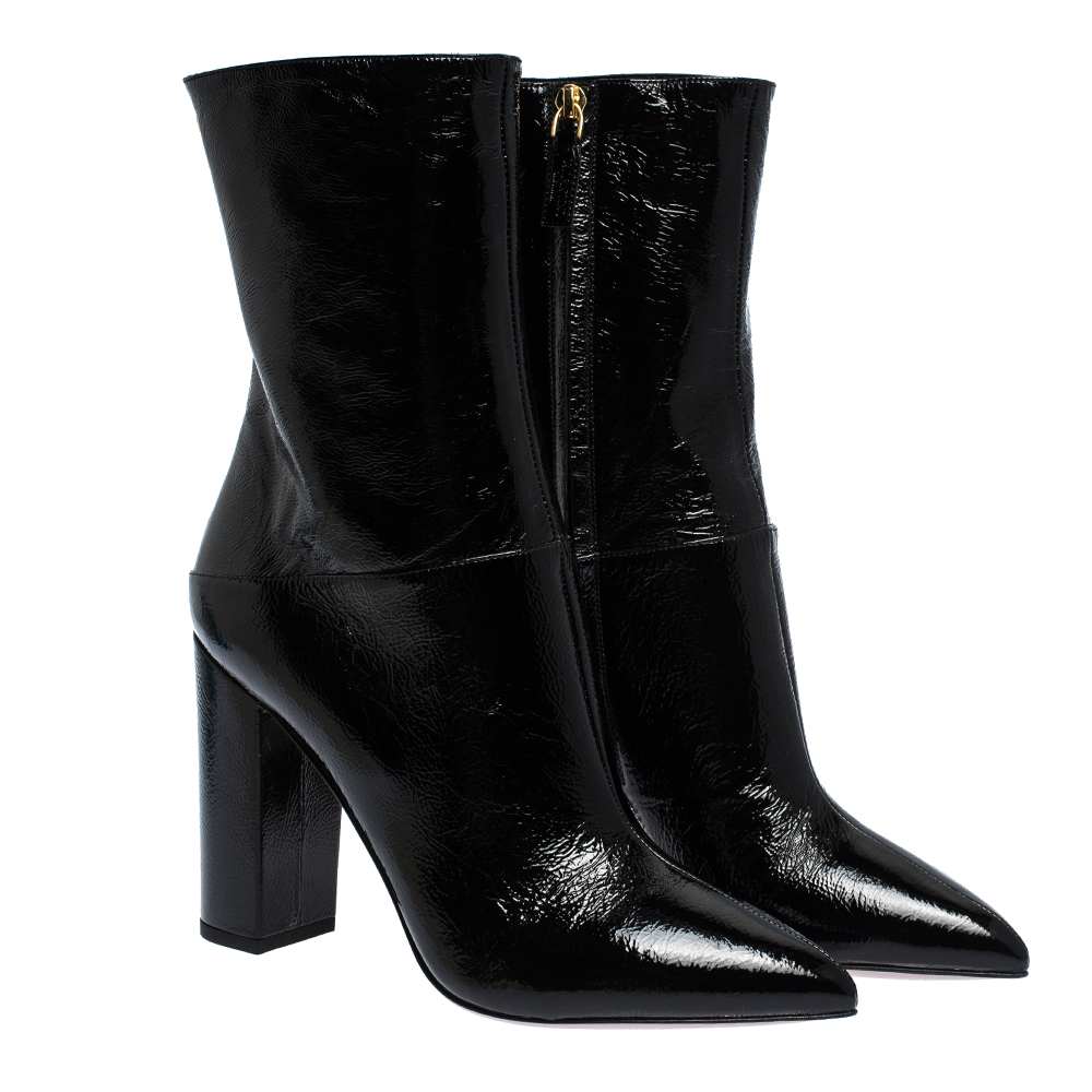 

Valentino Black Patent Leather Ankle Boots Size