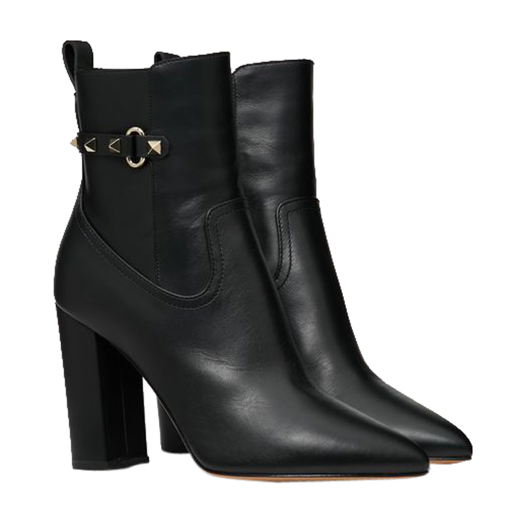 

Valentino Black Leather Rockstud Ankle Boots Size