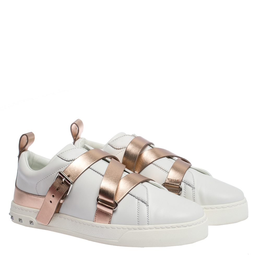 

Valentino Blanc/Rose Soft Leather V-Punk Sneakers Size, White