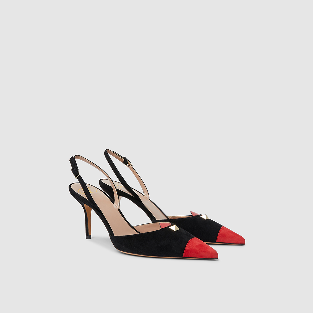 

Valentino Garavani Two-Tone Slingback Suede Pumps Size IT, Black