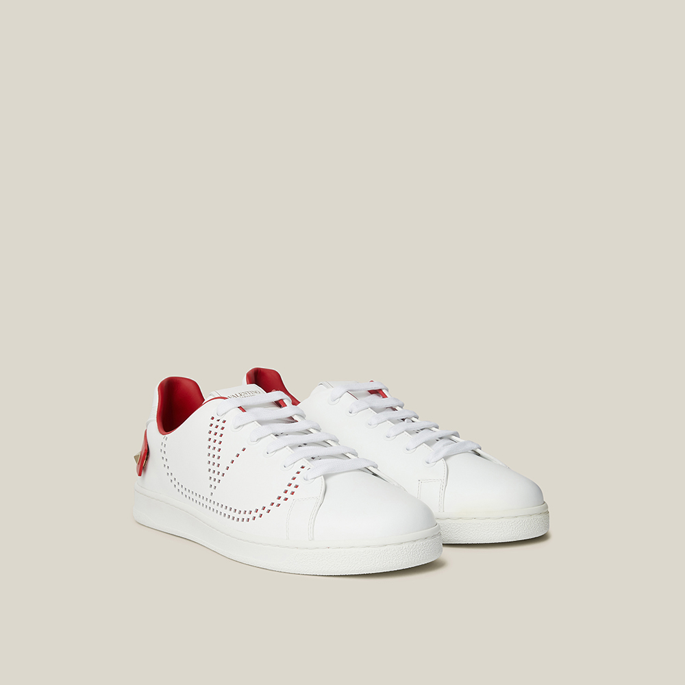 

Valentino Garavani White V-Logo Leather Sneakers Size IT