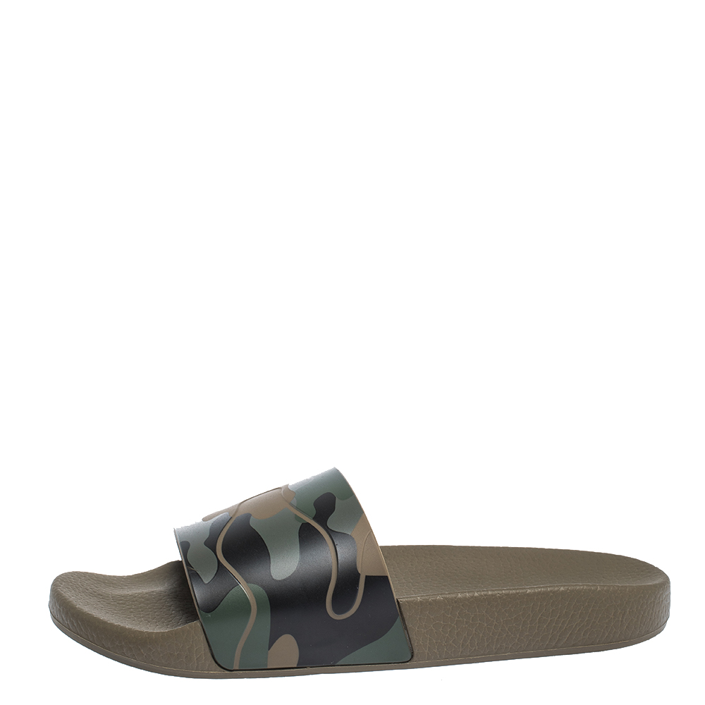

Valentino Camo Rubber Slide Sandals Size, Green