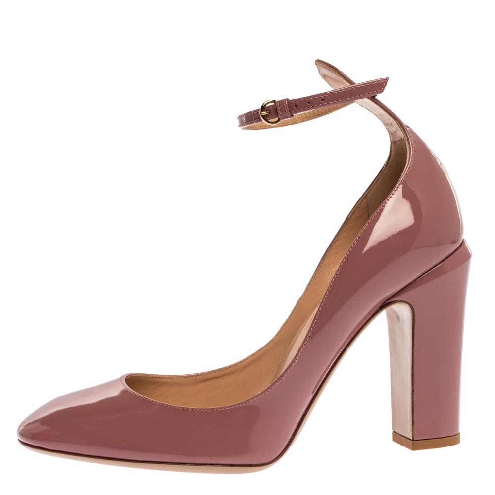 

Valentino Pink Patent Leather Tango Ankle Strap Pumps Size