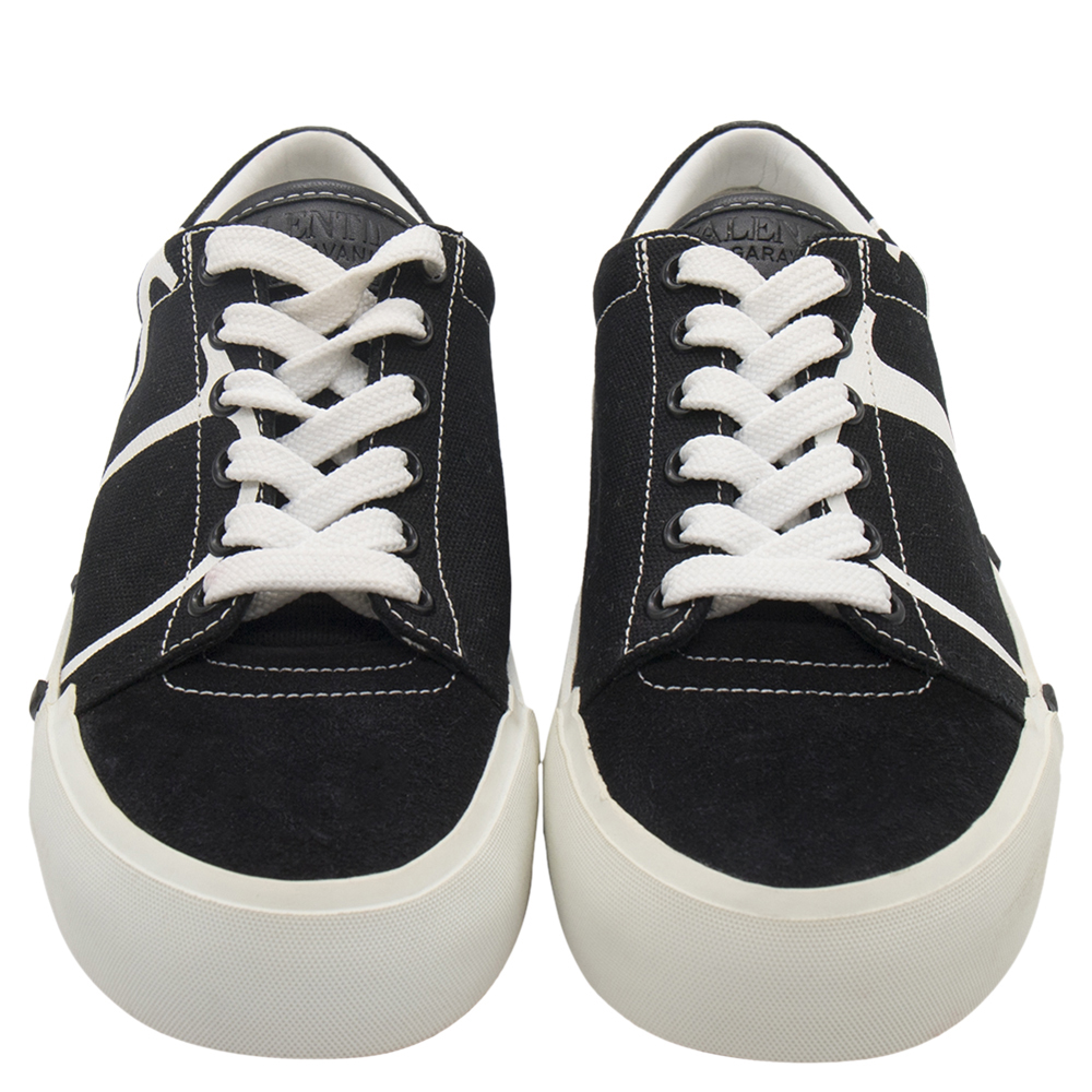 

Valentino Black Suede/Canvas Low Top Sneakers Size