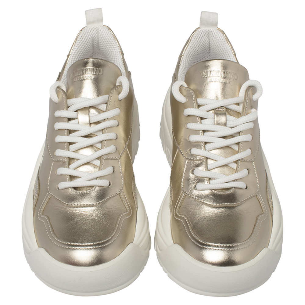 

Valentino Platino/White Leather Chunky Sneakers Size