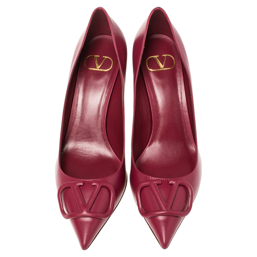 

Valentino Raspberry Pink Leather Vlogo Pointed Toe Pumps Size
