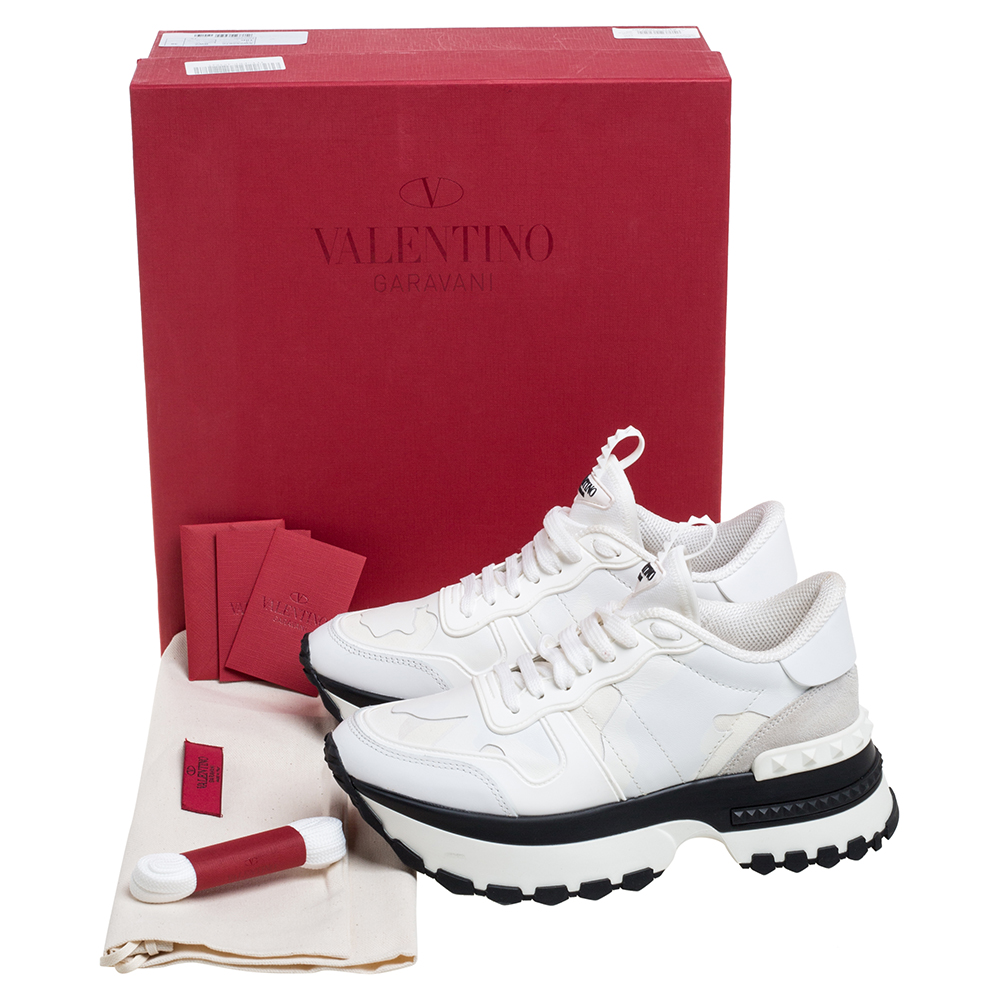 

Valentino White/Black Leather and Canvas Platform Sneakers Size