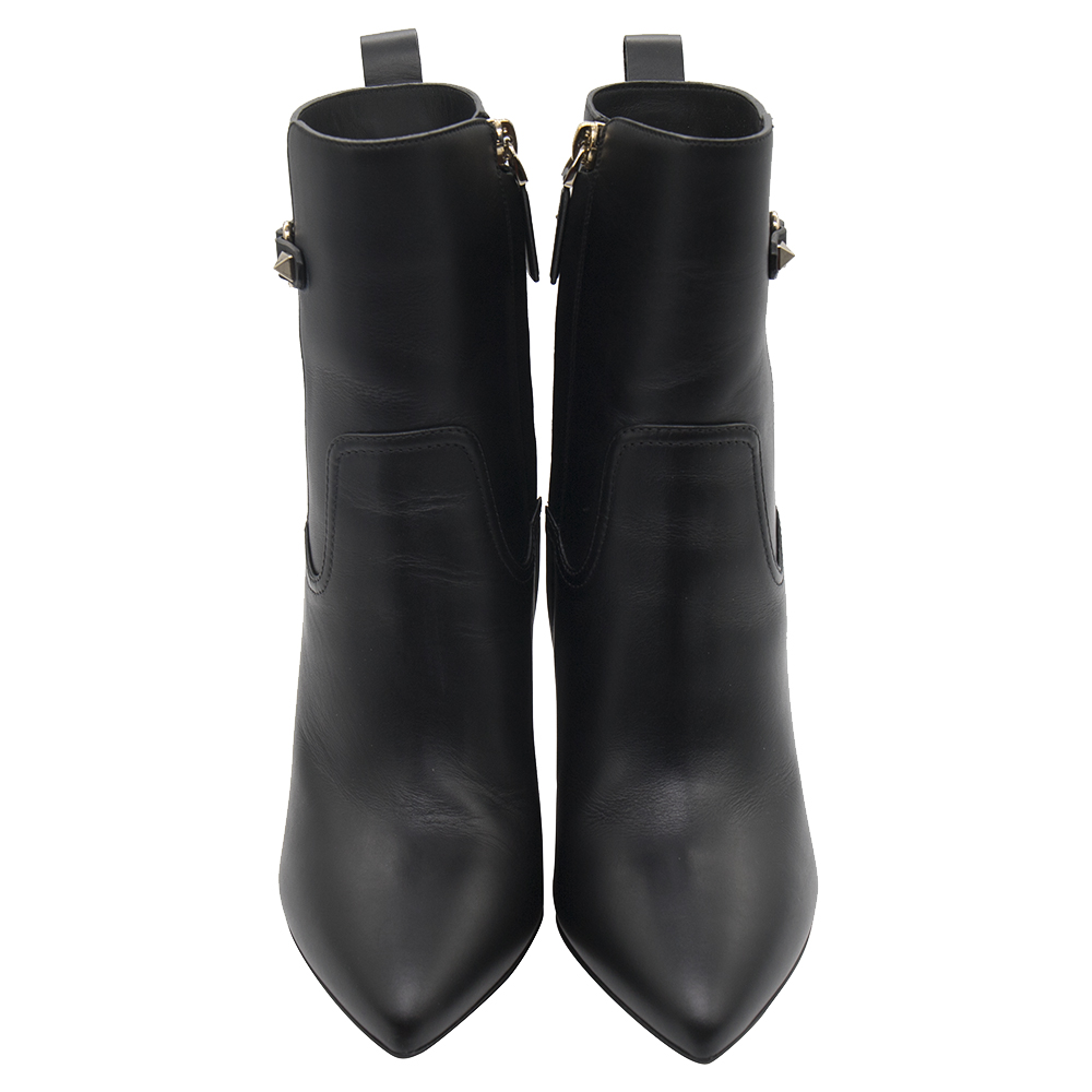 

Valentino Black Leather Rockstud Block Heel Pointed Toe Ankle Boots Size