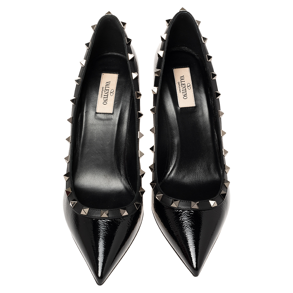 

Valentino Black Patent Leather Rockstud Embellished Pointed Toe Pumps Size