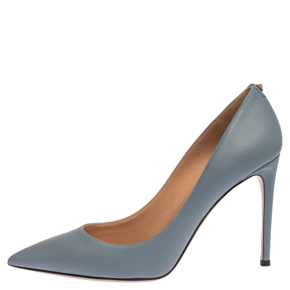 

Valentino Grey Leather Rockstud Pointed Toe Pumps Size