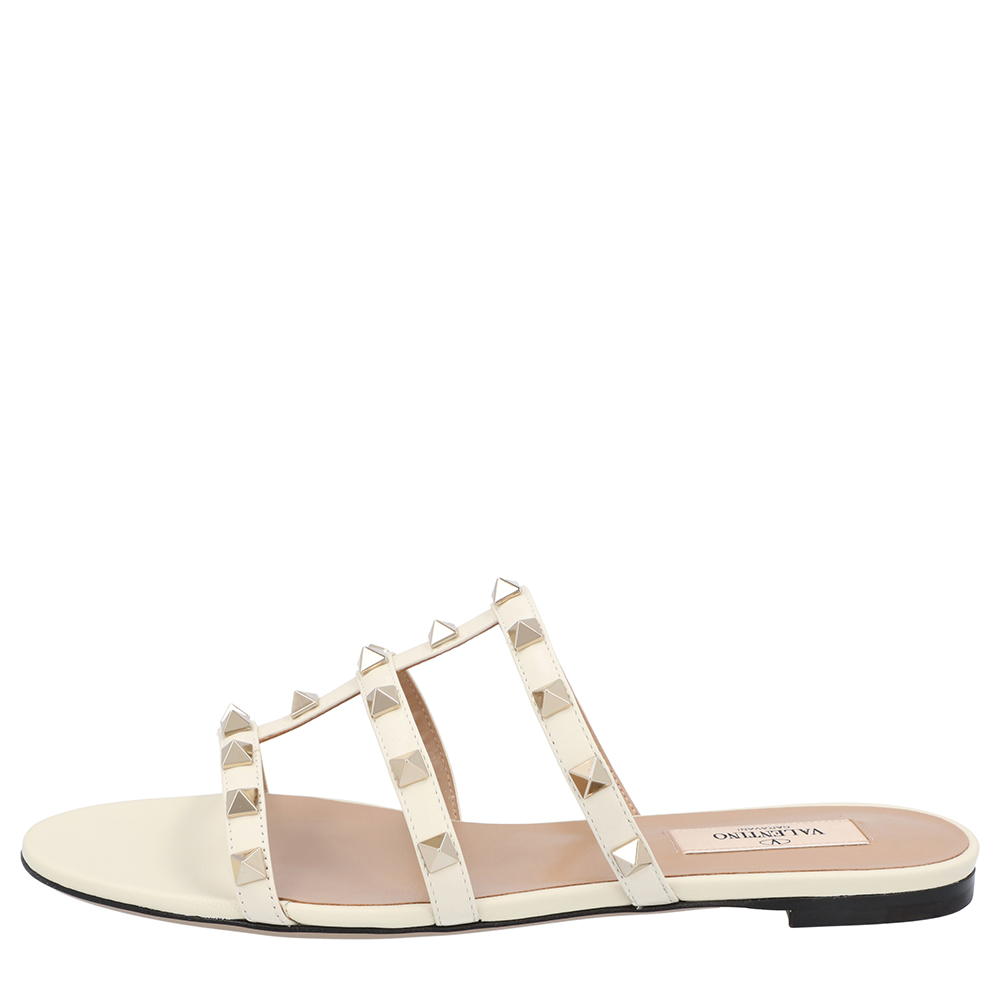 

Valentino White New Rockstud Slide Sandals Size